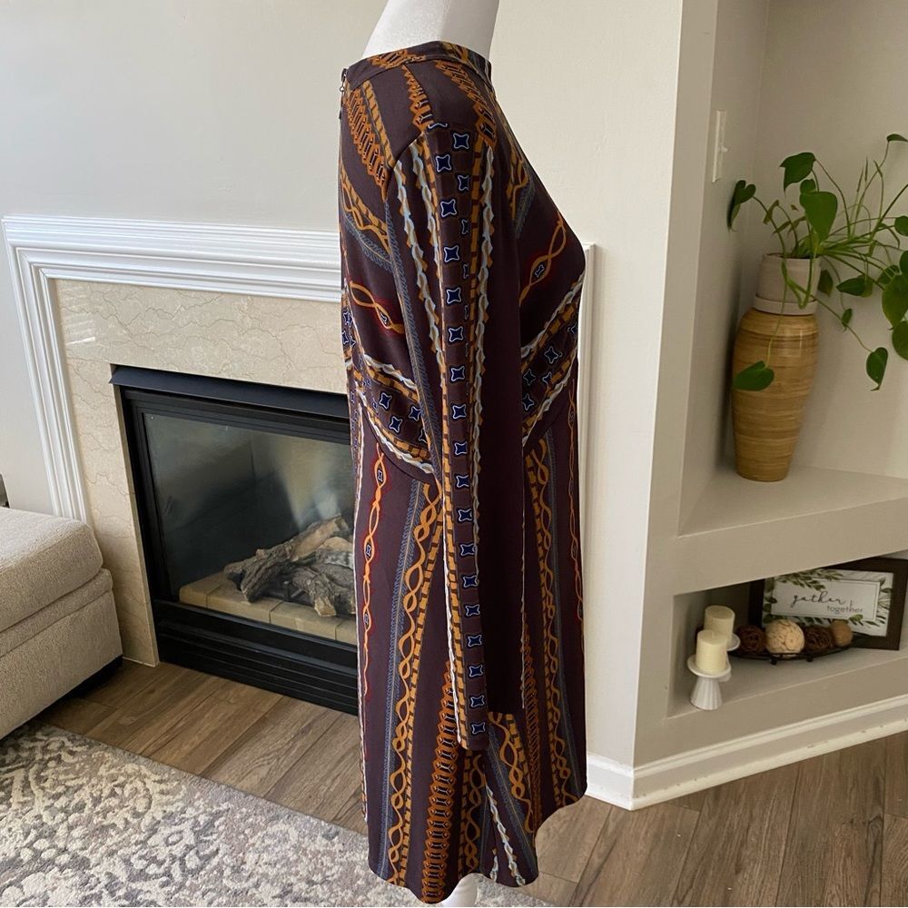Free People Brown Patterned Long Sleeve Mini Dress - Picture 8 of 11
